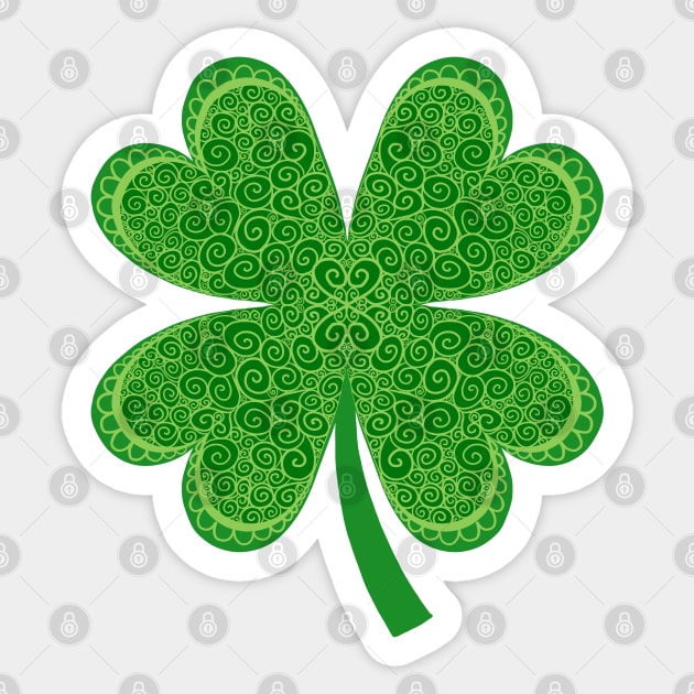 Four Leaf Clover St. Patrick's Day Shamrock Sticker by julieerindesigns